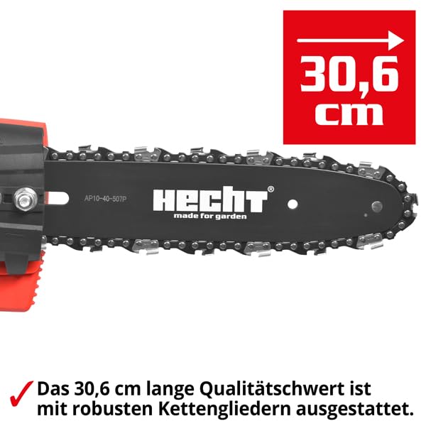 HECHT Elektro-Hochentaster 971 W Ast-Kettensäge Profi-Astsäge Teleskop Motorsäge inkl. Tragegurt (750 Watt, Schwertlänge: 24 cm, Arbeitshöhe: bis ca 4 m)
