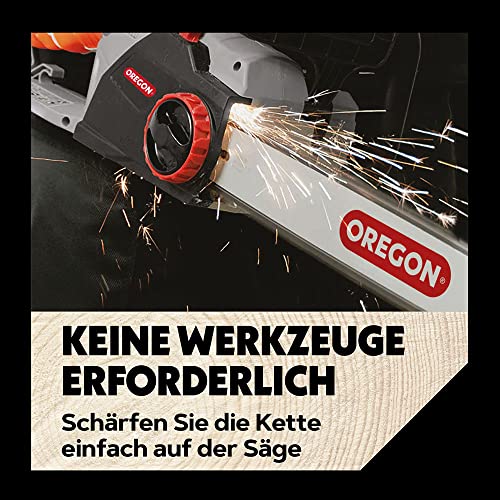 Oregon 2400W kabelgebundene Elektro-Kettensäge mit 18 Zoll (45 cm) Führungsschiene, rückschlagarme Motorsäge, integriertes Selbstschärfungssystem (PowerSharp) 3 Jahre Garantie (CS1500)