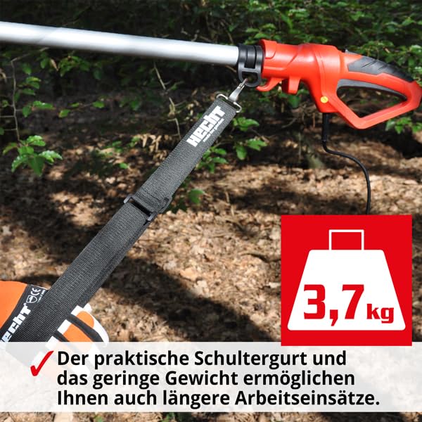 HECHT Elektro-Hochentaster 971 W Ast-Kettensäge Profi-Astsäge Teleskop Motorsäge inkl. Tragegurt (750 Watt, Schwertlänge: 24 cm, Arbeitshöhe: bis ca 4 m)