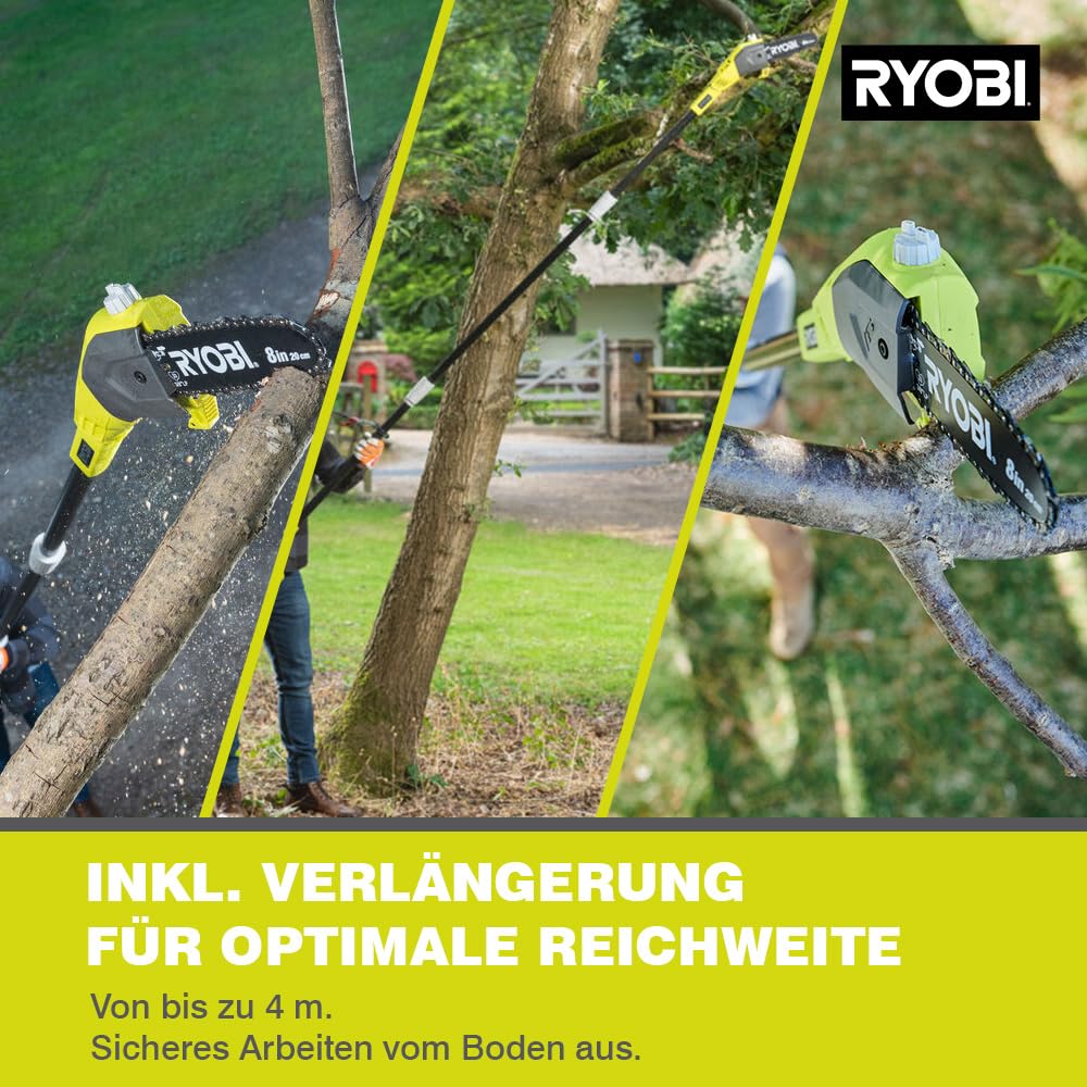 RYOBI 18 V ONE+ Akku-Hochentaster OPP1820 (Schwertlänge 20 cm, Kettengeschwindigkeit 5,5 (m/s), Reichweite bis 4m, autom.Kettenschmierung, inkl. ohne Akku & Ladegerät im Karton)
