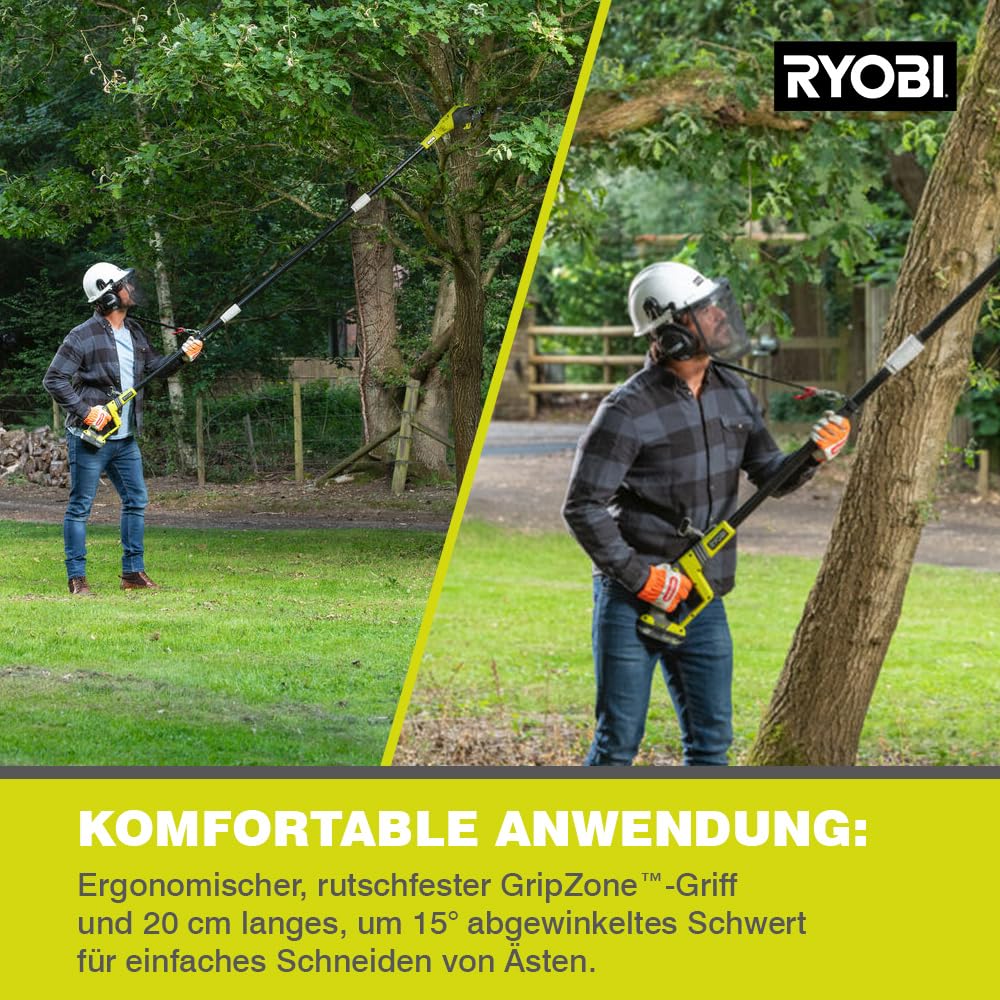 RYOBI 18 V ONE+ Akku-Hochentaster OPP1820 (Schwertlänge 20 cm, Kettengeschwindigkeit 5,5 (m/s), Reichweite bis 4m, autom.Kettenschmierung, inkl. ohne Akku & Ladegerät im Karton)
