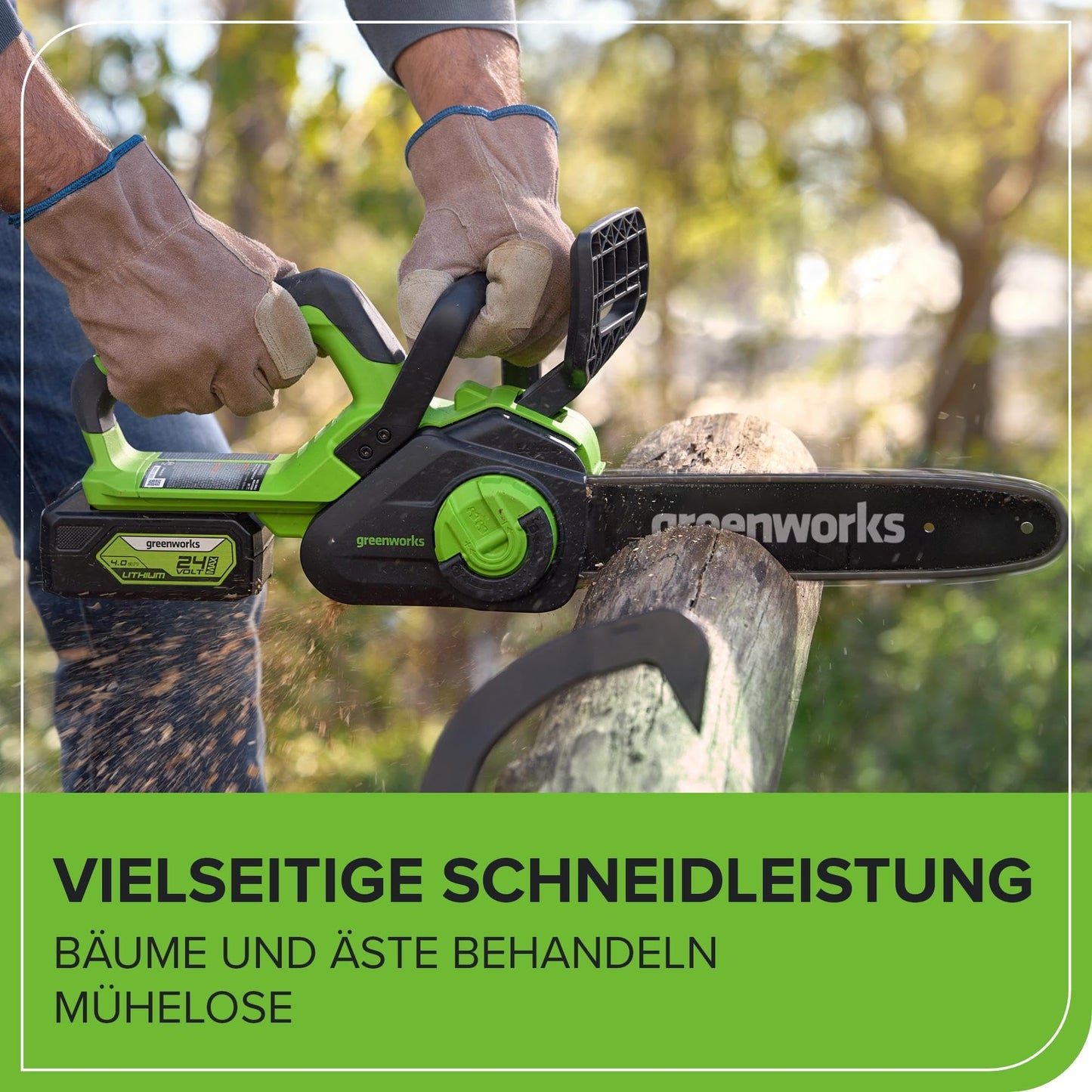 Greenworks G40CS30II Akku Kettensäge, 12 Zoll (30 cm) Blattlänge, 4,2 m/s Kettengeschwindigkeit, 2,6 kg, automatisches Öl-System OHNE 40V Akku & Ladegerät, 3 Jahre Garantie