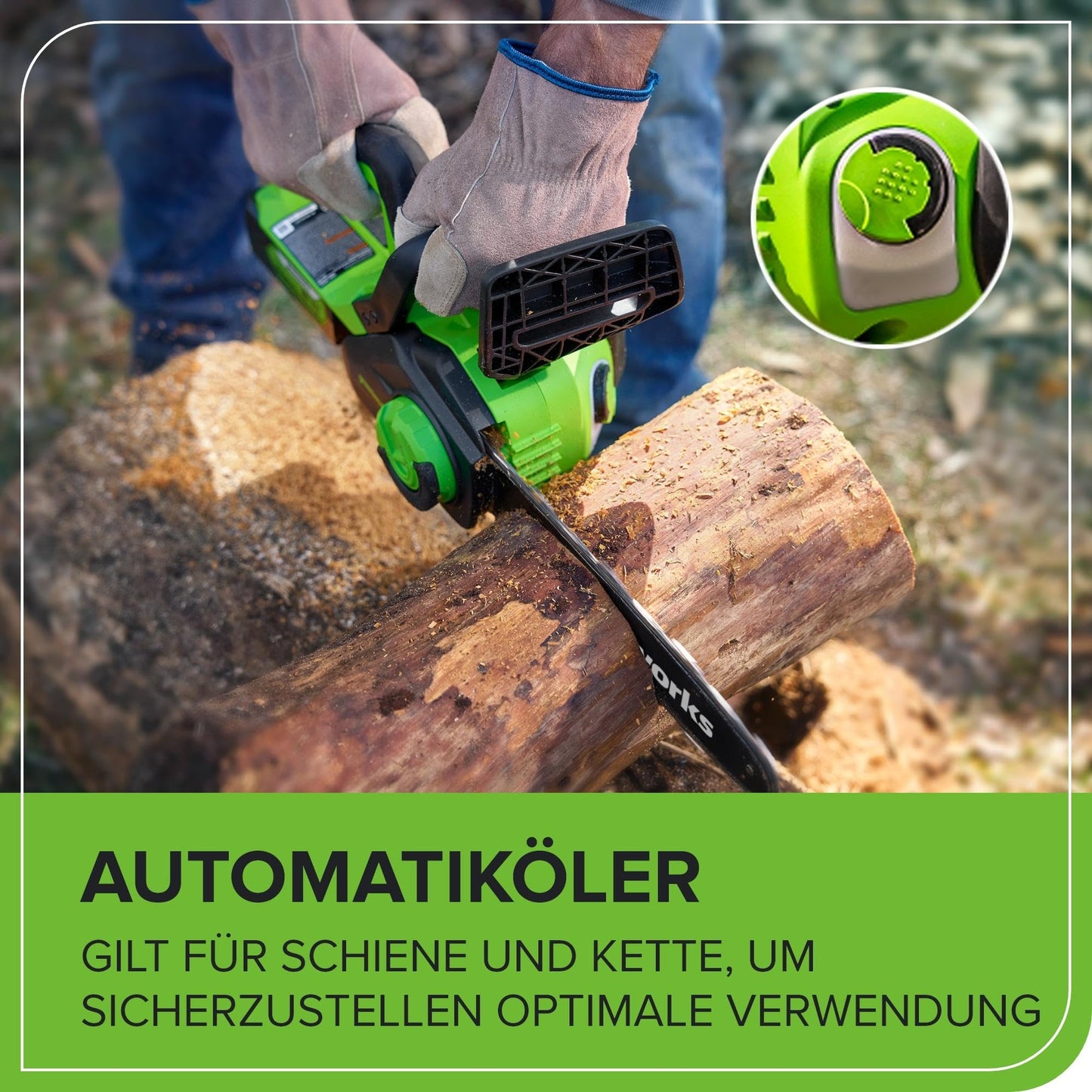 Greenworks G40CS30II Akku Kettensäge, 12 Zoll (30 cm) Blattlänge, 4,2 m/s Kettengeschwindigkeit, 2,6 kg, automatisches Öl-System OHNE 40V Akku & Ladegerät, 3 Jahre Garantie