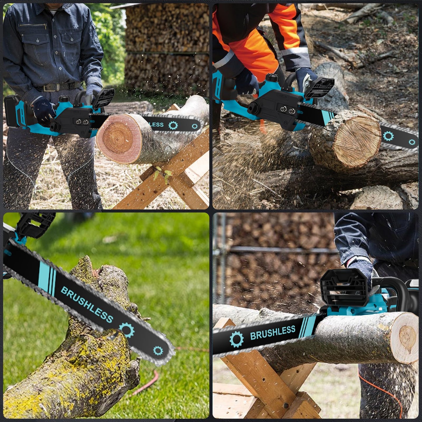 Akku Kettensäge mit 21V 4,0A akku und Ladegeräte, 1000W 12 Zoll Elektro-Kettensäge mit Sicherheitsschloss Automatischer Öler akkusäge Astsäge Elektrisch Handkettensäge für Gartenscheren Bäumen