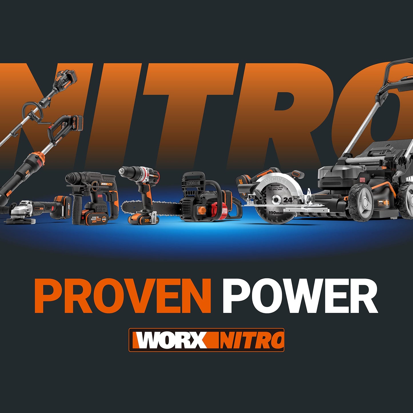 WORX WG325E Nitro Profi Mini Akku-Kettensäge 20V, Einhand Ast-Säge, starker Brushless Motor, 5650 /min, 12cm Schnittlänge, leicht & kompakt, automatische Kettenschmierung (inkl. 2Ah Akku & Ladegerät)